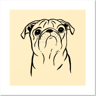 Pug (Beige and Black) Posters and Art